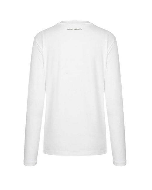 Emporio Armani White T-Shirt With Round Neck And Long Sleeves