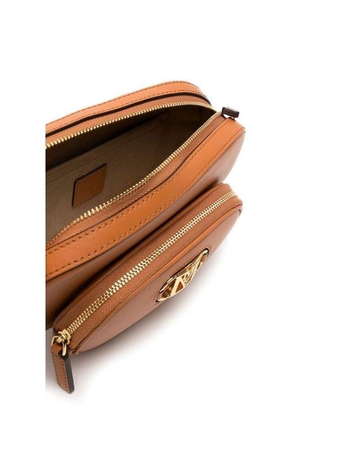 MCM Brown Mode Travia Logo Plaque Mini Crossbody Bag