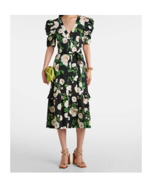Carolina Herrera Green Floral Cotton-Blend Midi Dress
