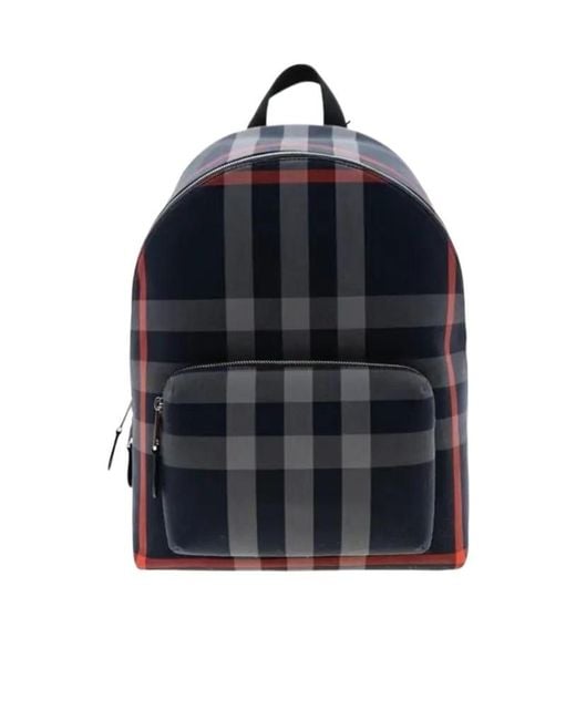 Burberry Blue Check Pattern Zip-Around Backpack for men