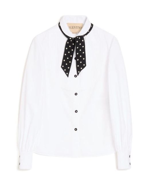 Valentino White Plusdepois-Tie Button-Up Top