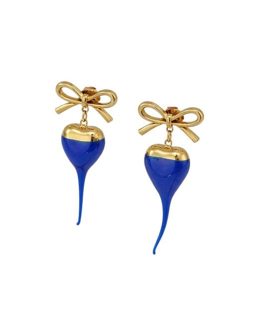 OTTOLINGER Blue Bow-Detail Heart-Drop Earrings