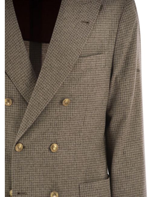 Brunello Cucinelli Brown Double-Breasted Blazer for men