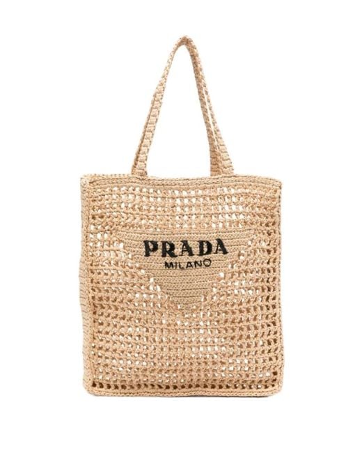 Prada Natural Double-Handle Hollow Handbag