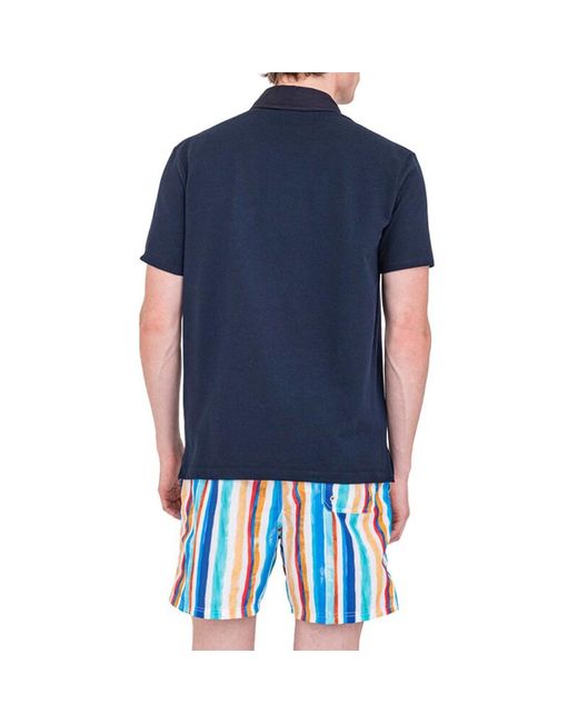 Paul & Shark Blue Logo-Patch Short-Sleeve Polo Shirt for men