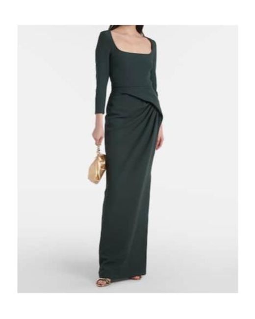 Safiyaa Green Mahir Draped Crêpe Gown