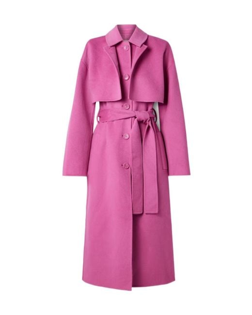 Ulla Johnson Pink Waist-Belted Layered Coat