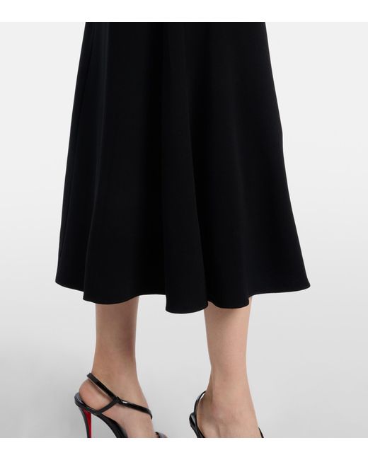 Roland Mouret Black Floral-Appliqué Crêpe Midi Dress