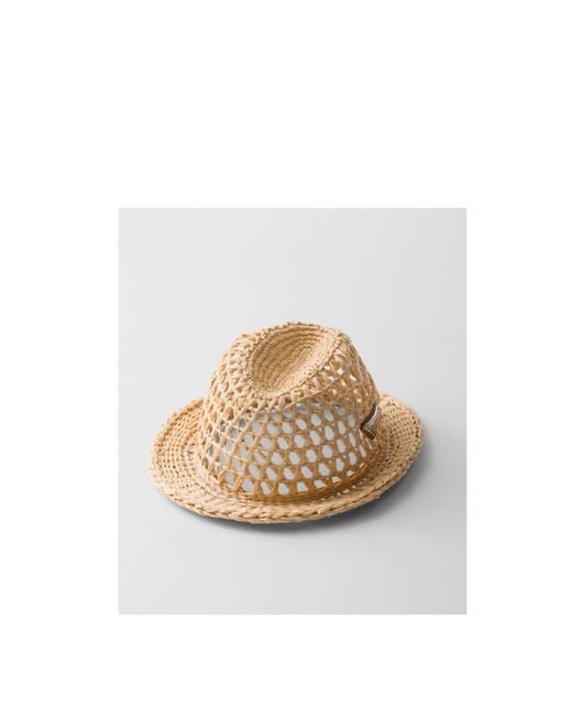 Prada White Crochet Fedora for men