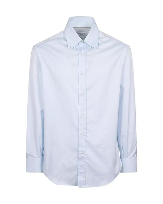 Brunello Cucinelli Blue Long-Sleeved Shirt for men