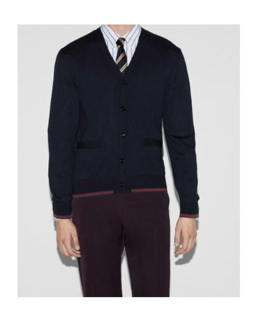 Gucci Blue Button-Up Knit Cardigan for men