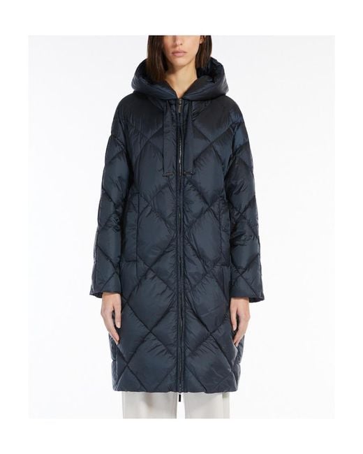 Max Mara Blue Logo Hooded Down Jacket