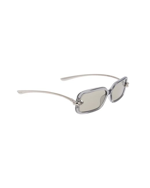 Bottega Veneta White Eyewear Rectangular Frame Sunglasses