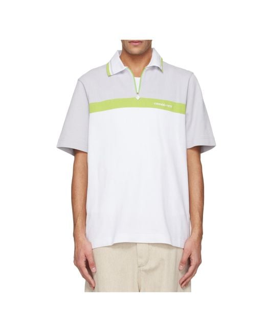 Casablanca White Colour Block Zip Polo Shirt for men