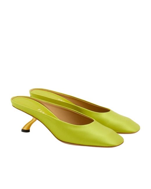 Ferragamo Yellow Ferragamo S-Shaped Heel Mules
