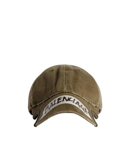 Balenciaga Green Masking Tape Distressed Baseball Cap for men