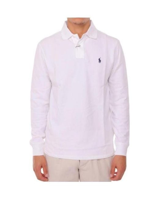 Polo Ralph Lauren White Long Sleeve Polo Shirt for men