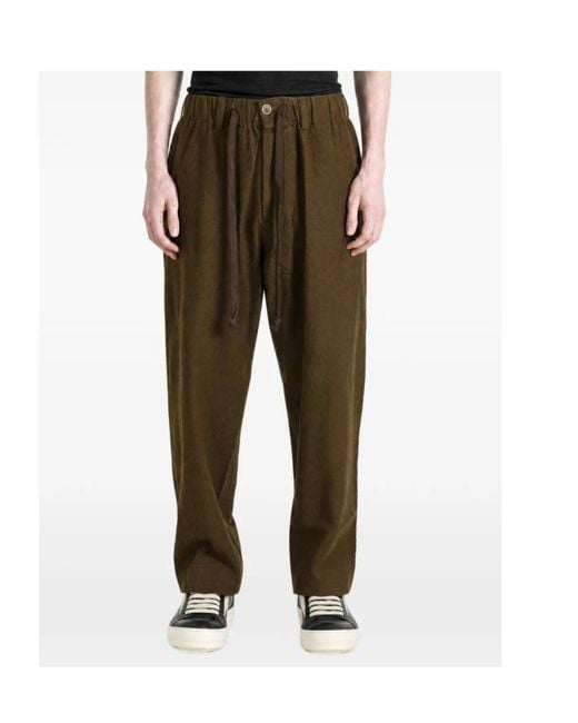 Uma Wang Green Elastic-Waist Casual Trousers for men