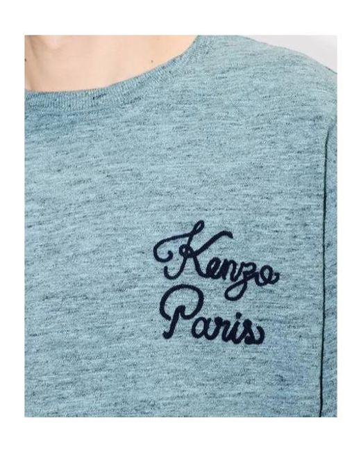 KENZO Blue Paris Chainstitch' Embroidered T-Shirt for men