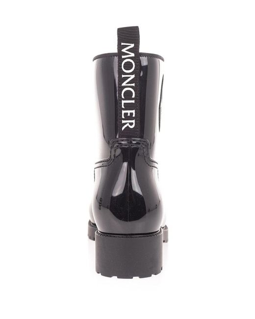 Moncler Black Logo-Detail Patent-Leather Ankle Boots