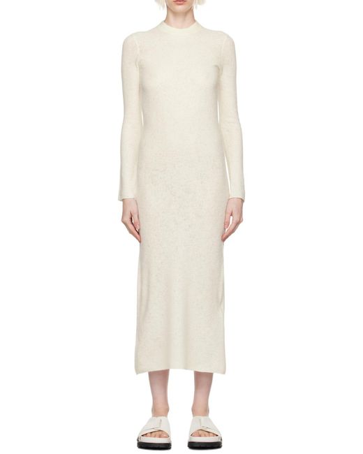 Jil Sander White Crewneck Knitted Maxi Dress