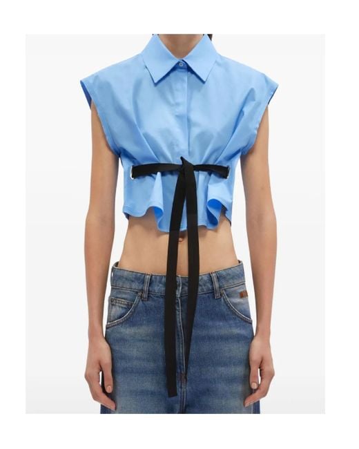 MSGM Blue Belted Blouse