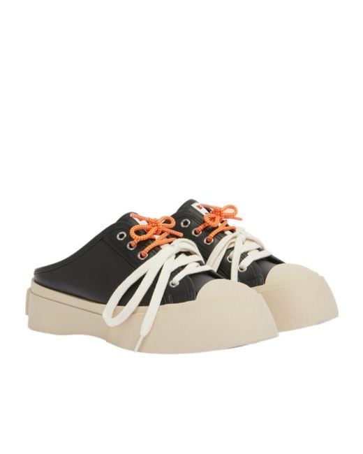 Marni Black Leather Pablo Lace-Up Sabot