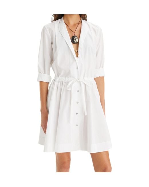 Tory Burch White Tied-Waist Mini Dress