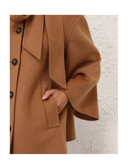 Zimmermann Brown Valiant Pussybow Coat