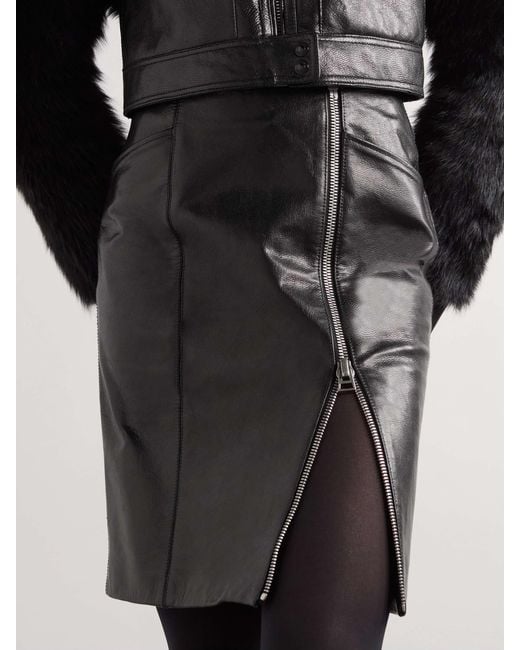 Tom Ford Black Panelled Leather Mini Skirt