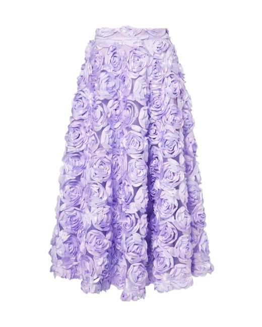 ROTATE BIRGER CHRISTENSEN Purple Floral-Applique Maxi Skirt