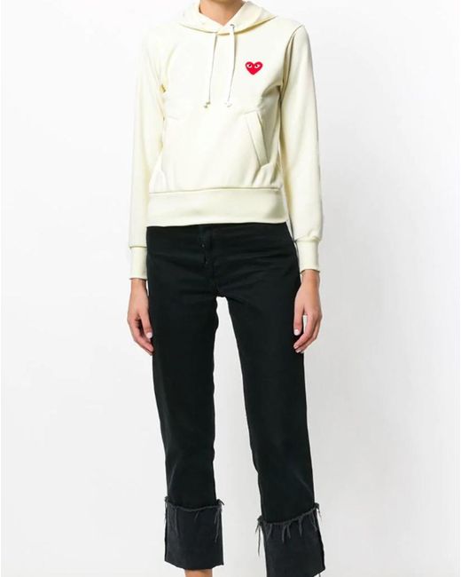 COMME DES GARÇONS PLAY White Logo Embroidered Hooded Sweater