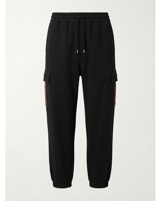 Gucci Black Cotton Jersey Jogging Pant With Web for men