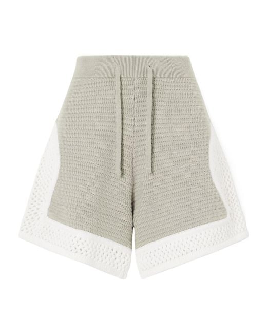 Aimé Leon Dore White Crocheted Straight-Leg Cotton Shorts