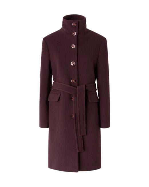 Pinko Purple High Neck Belt Coat