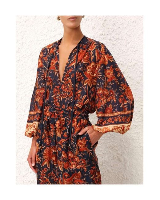 Zimmermann Red Printed Girdle Blouse
