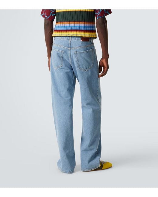 Dries Van Noten Blue Logo Straight Jeans for men