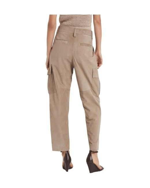 Brunello Cucinelli Natural High-Waist Straight-Leg Trousers