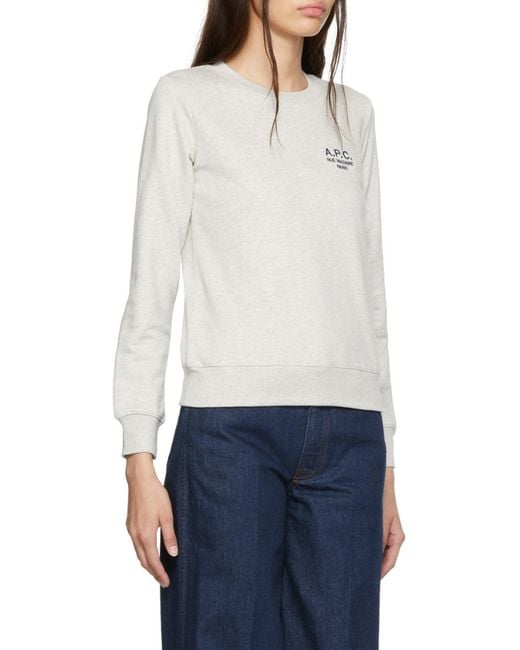 A.P.C. Gray Logo-Print Crewneck Sweater