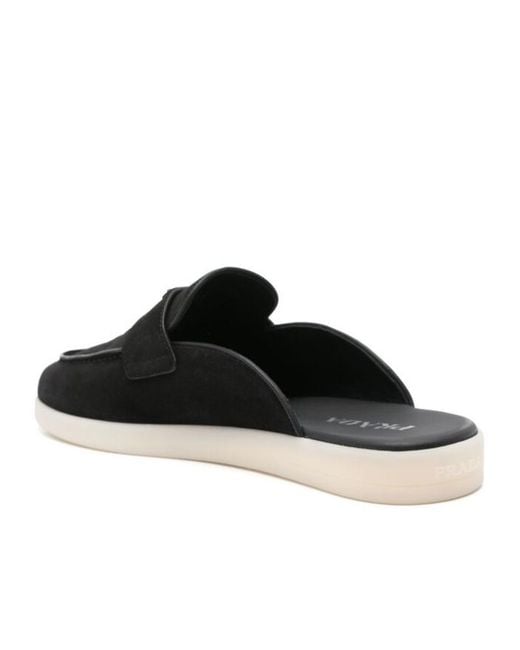 Prada Black Suede Slippers for men
