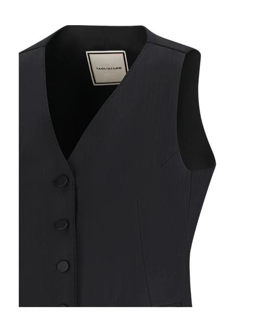 Tagliatore Black Buttoned Waistcoat