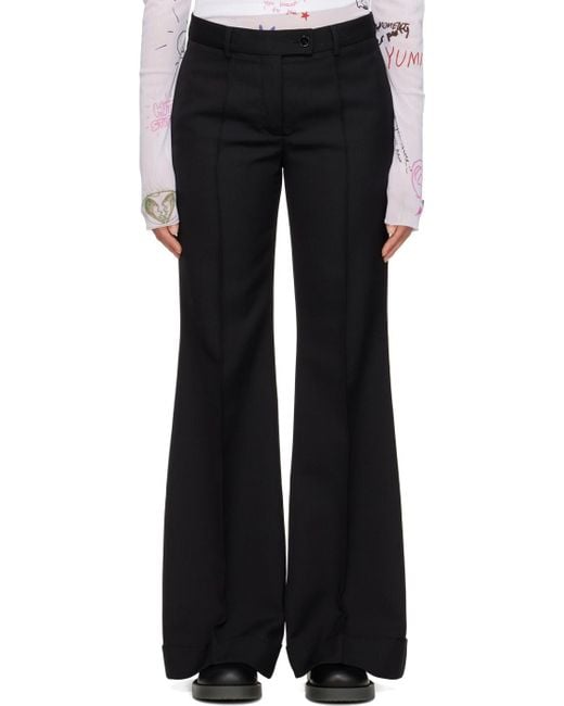 Acne Black Mid-Rise Flared Trousers