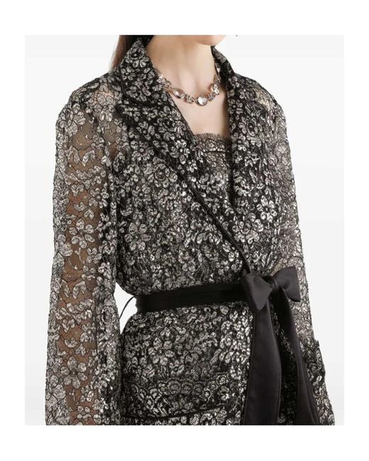 Dolce & Gabbana Gray Lace Floral Shirt