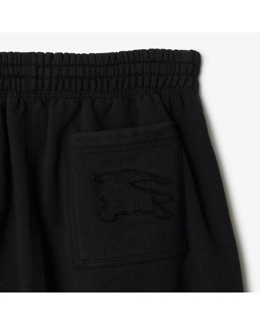 Burberry Black Equestrian Knight-Motif Cotton Shorts for men