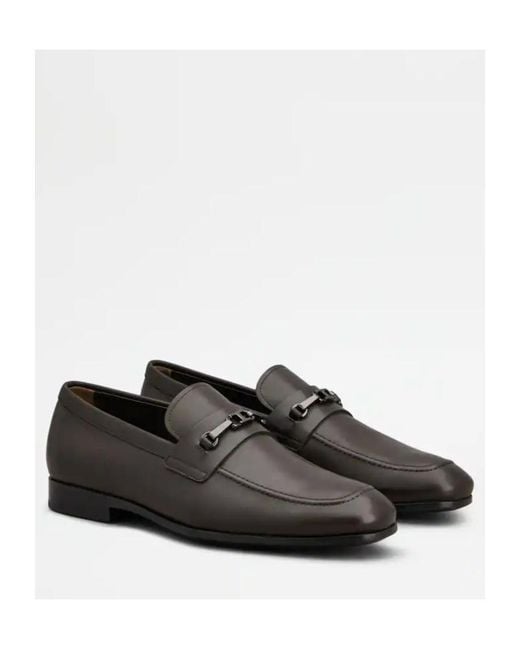 Tod's Black Leather Loafers for men