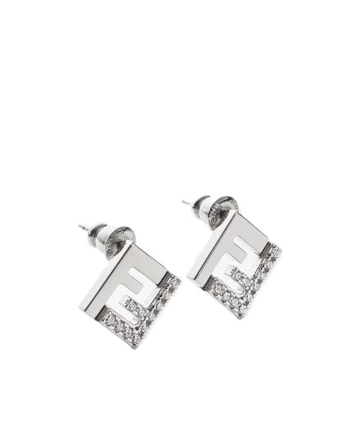 Fendi White Forever Embellished Earrings