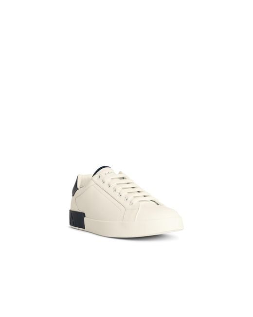Dolce & Gabbana White Portofino Logo Debossed Sneakers for men