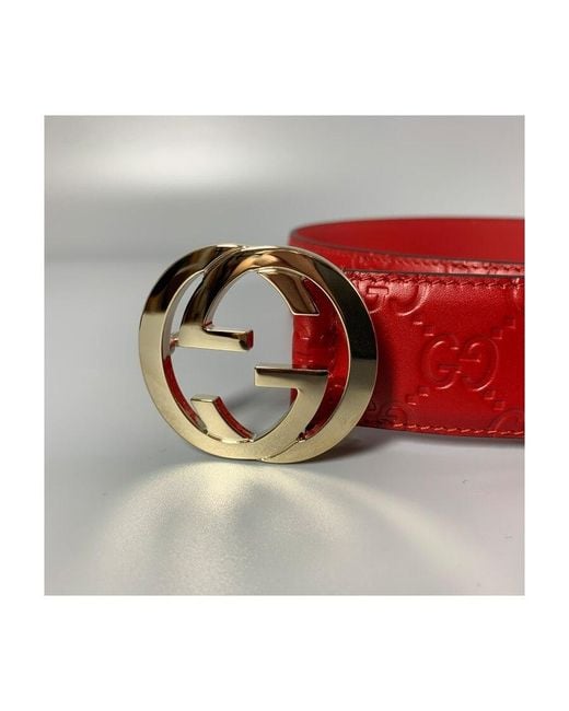 Gucci Red Logo Printed Belt