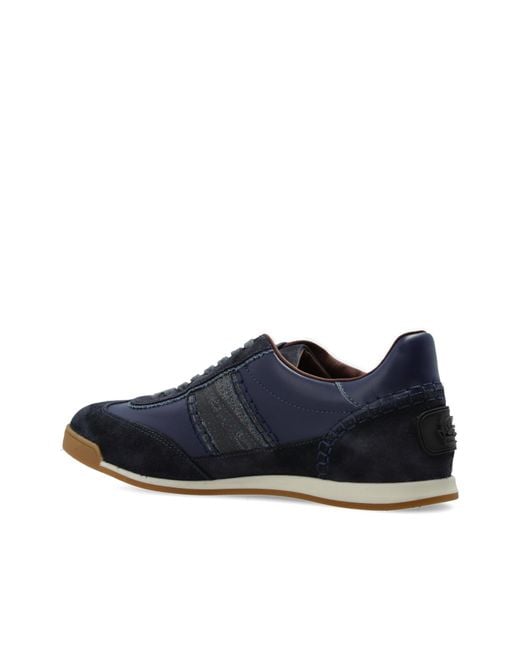 Etro Blue Panelled Lace-Up Sneakers for men