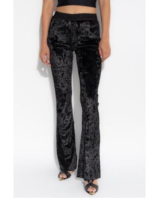 Versace Jeans Black Couture Flared Velour Trousers